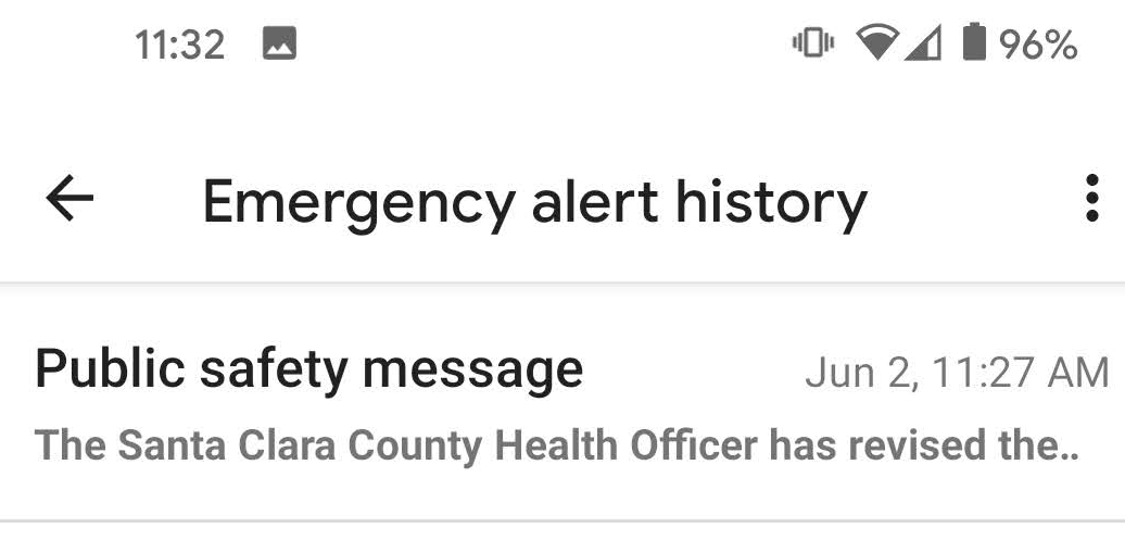 Emergency alert history