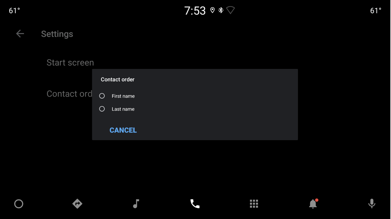 Contact Order setting