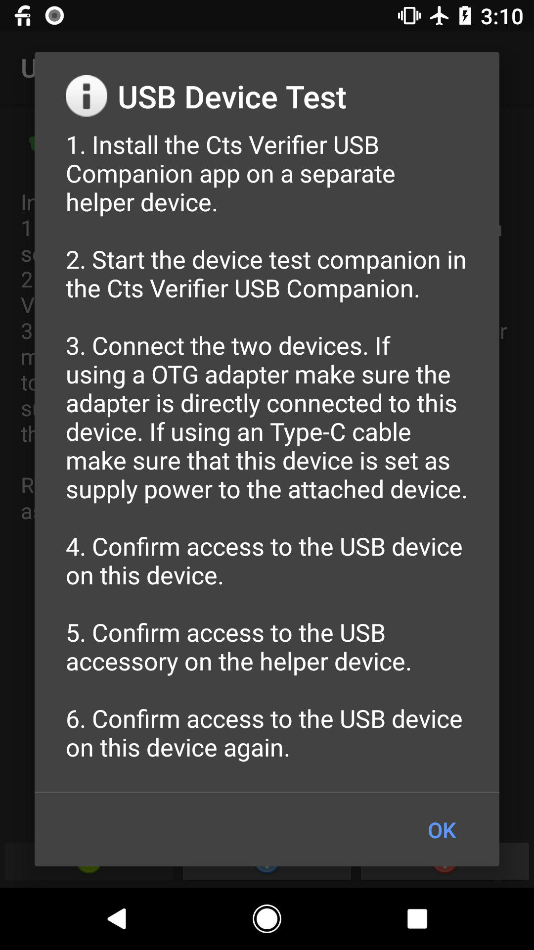 teste de dispositivo USB