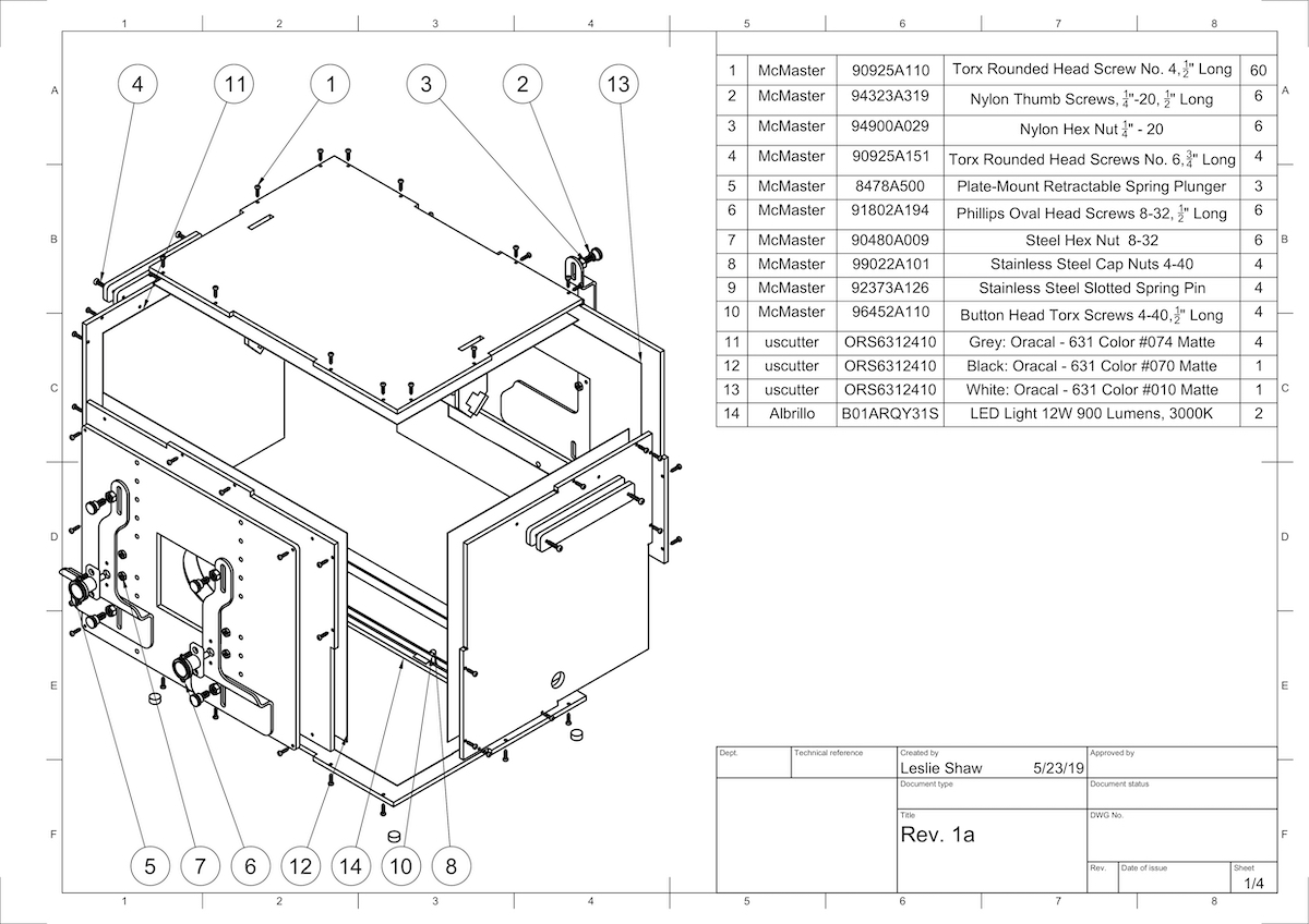 Desenho mecânico ITS-in-a-box