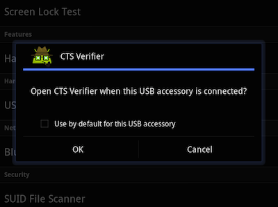 Prueba de accesorios usb CTS Verifier