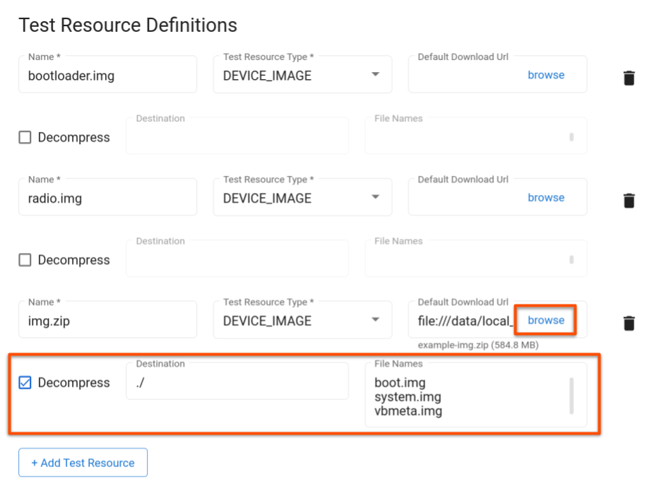 Recursos de teste de ação