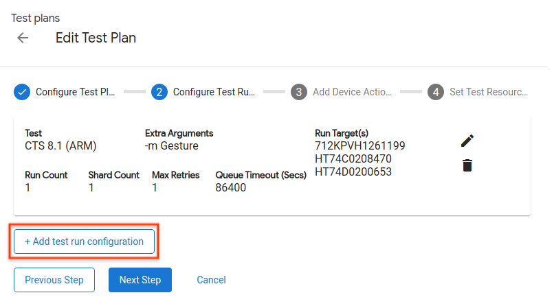 Configurar execução de teste