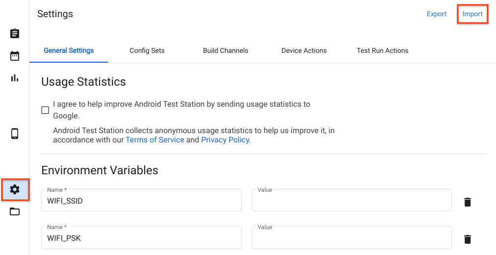 Importación de configuraciones de host