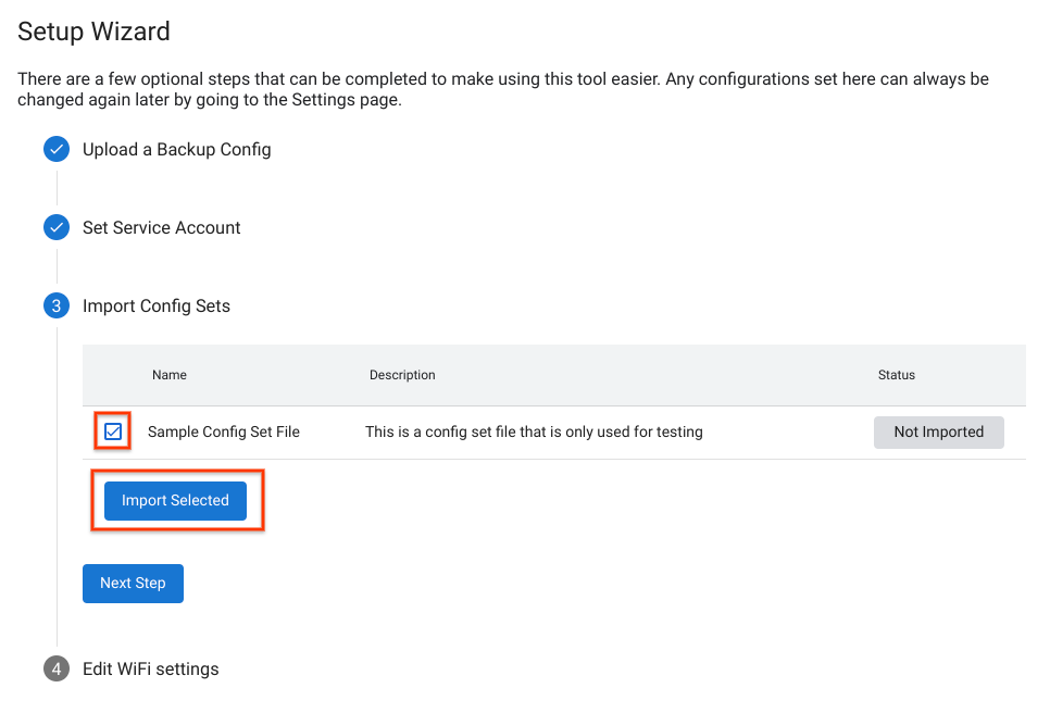 Importar conjuntos de configuración