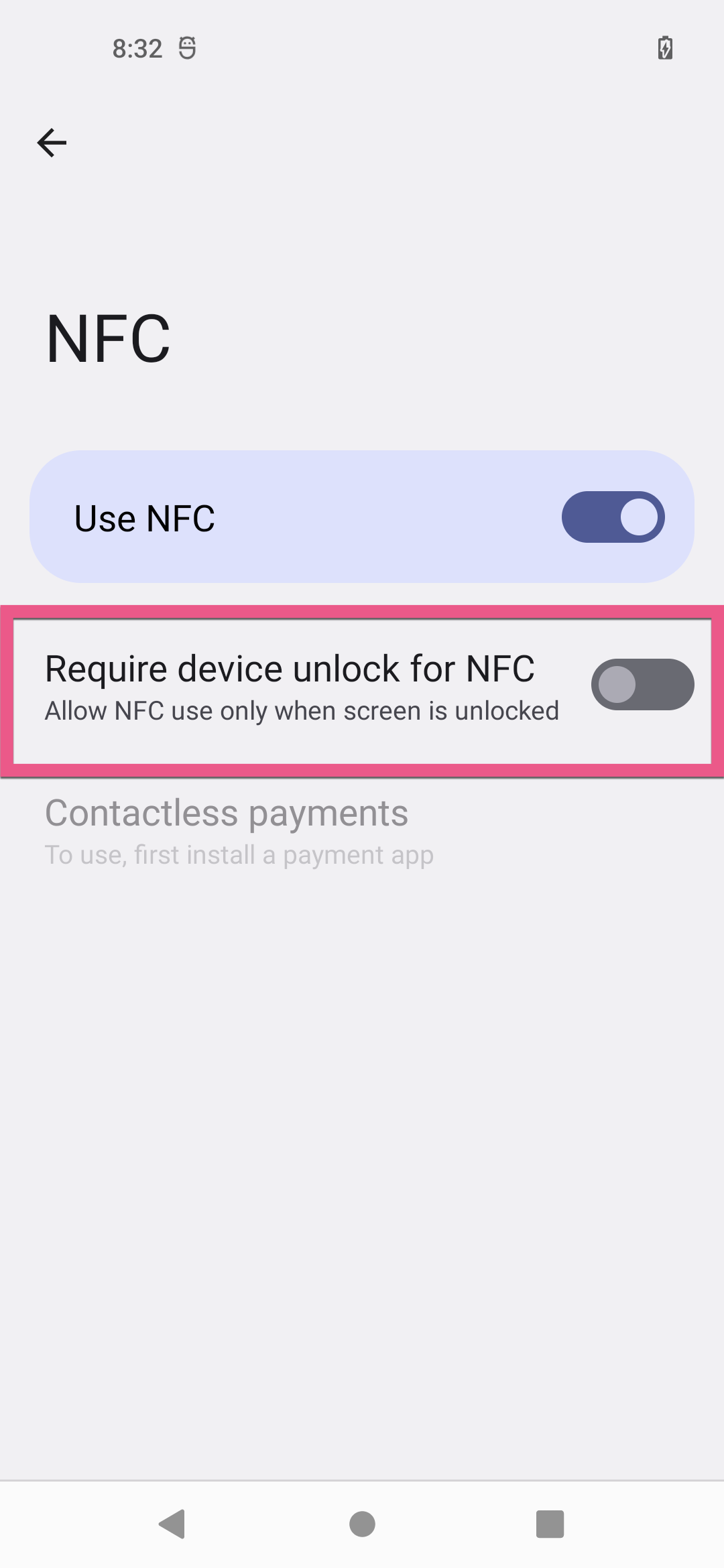 Fluxo de IU NFC seguro