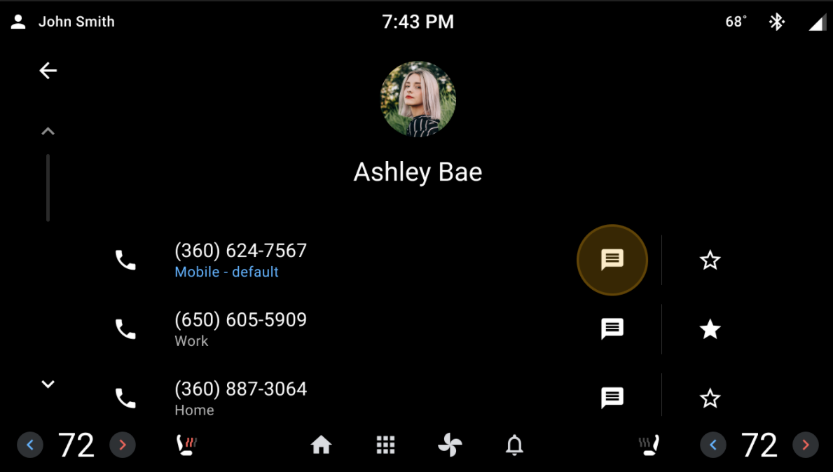หน้า Contacts ของแอปแป้นโทรศัพท์