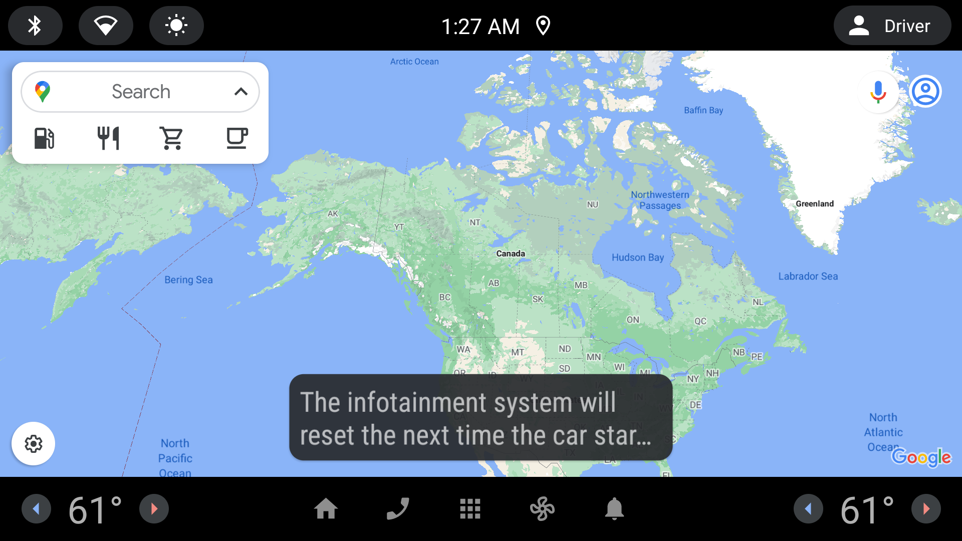 O motorista escolhe "Redefinir"