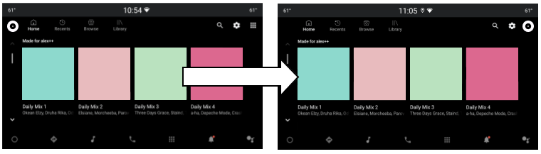 Pulsante di selezione dell'app multimediale