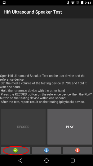 Grüner Button auf dem Testgerät