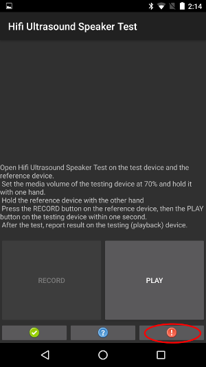 Tombol merah pada perangkat uji