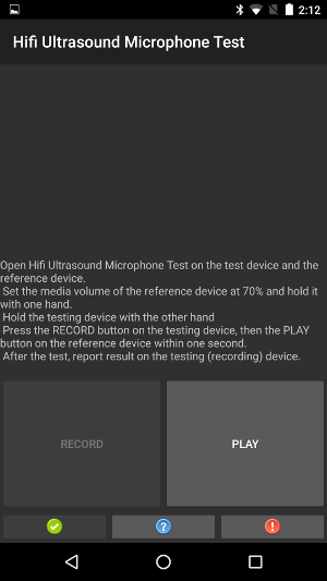 Test in progress on the reference device