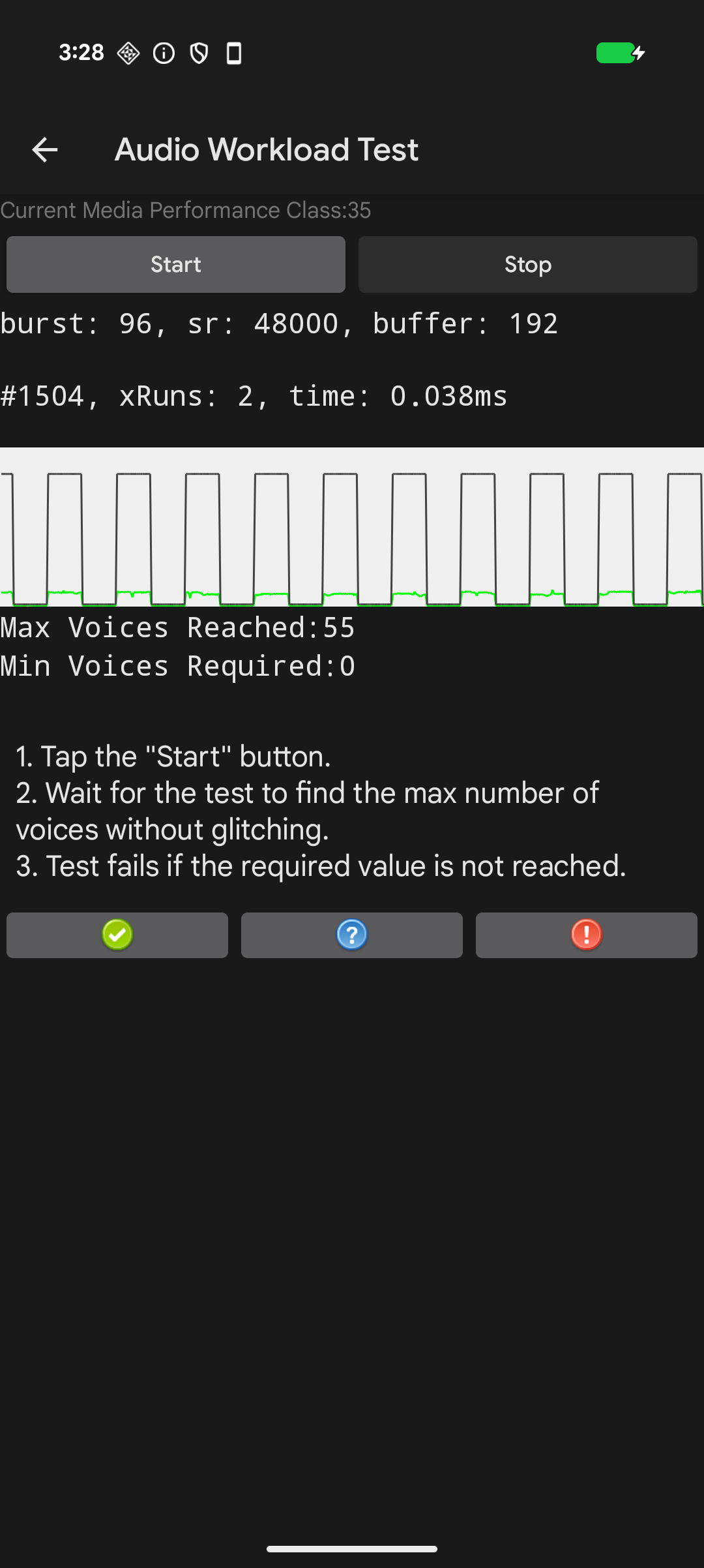 ऑडियो वर्कलोड टेस्ट पैनल