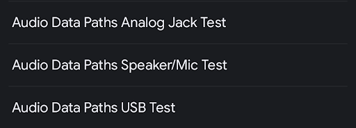 Audio data paths tests