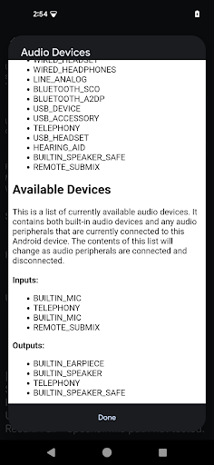 Audio devices panel available