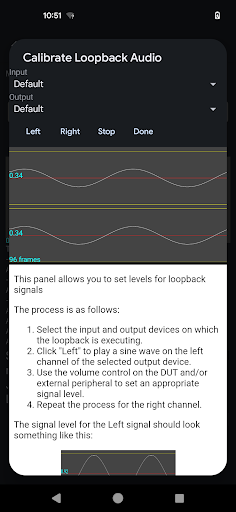 Riquadro audio loopback di calibrazione