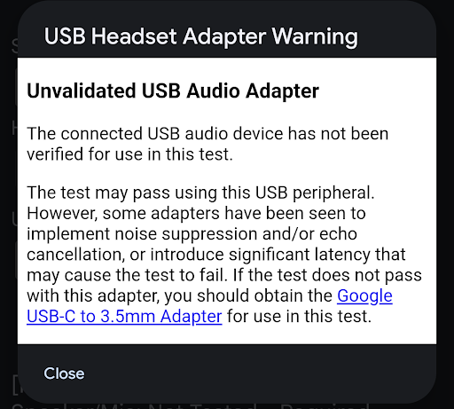 אזהרה לגבי מתאם אוזניות USB