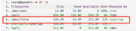 Output of df -h command