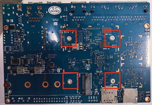 Fan mounting holes on underside of the BPi-R3 board