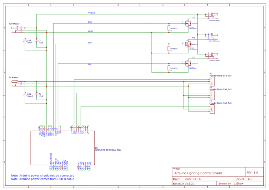 Arduinoシールドの回路図