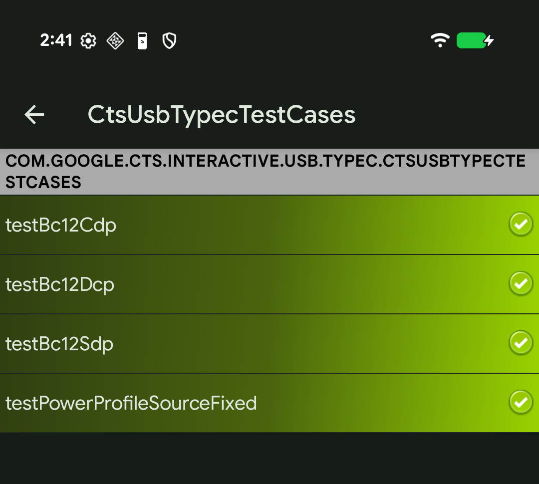 مجموعه CtsUsbTypecTestCases در برنامه USB CTS-V سمت میزبان
