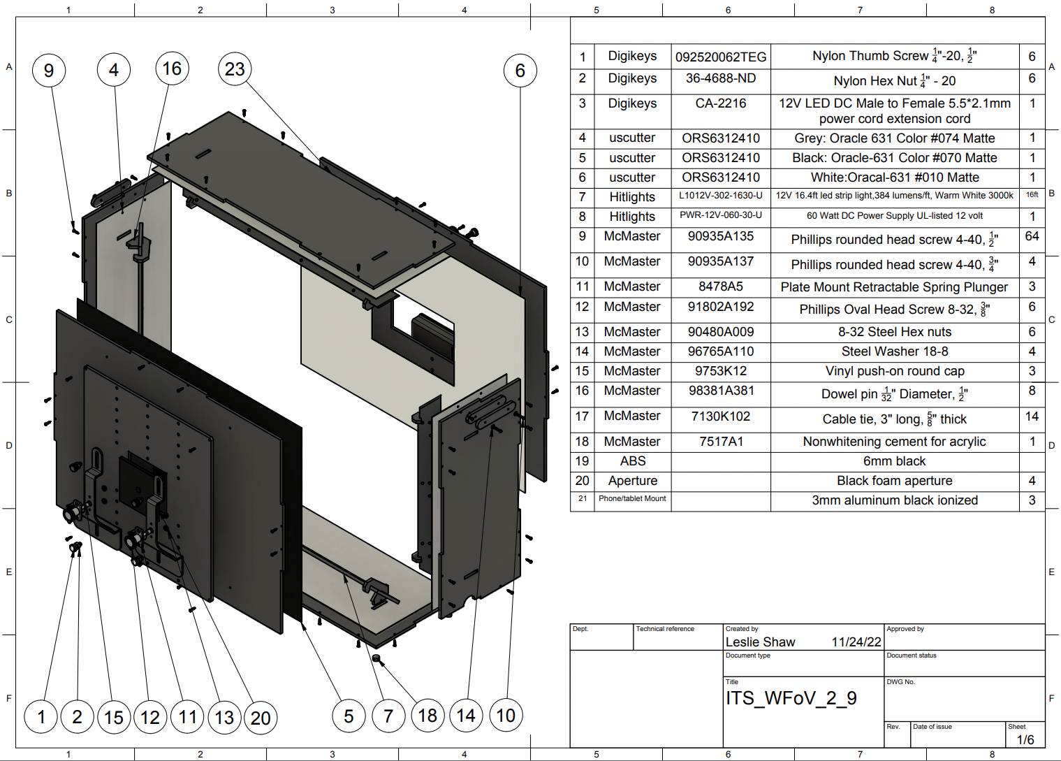 Disegno CAD di ITS-in-a-box con FOV ampio