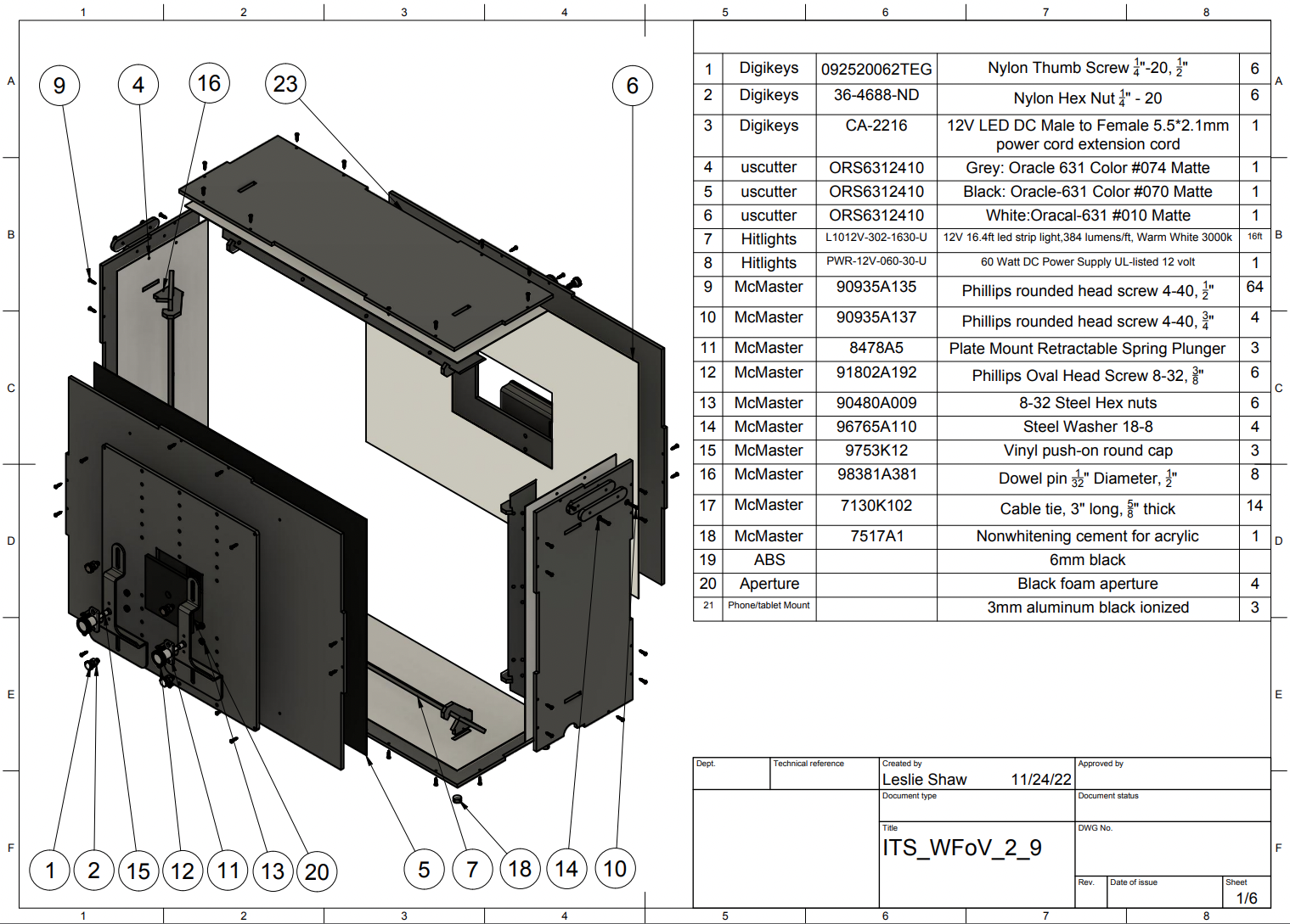 رسم CAD لـ WFOV ITS في صندوق
