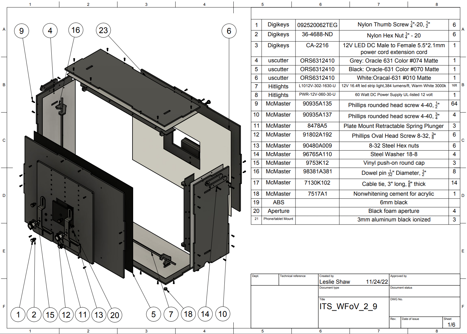 Rysunek CAD przedstawiający WFOV ITS-in-a-box