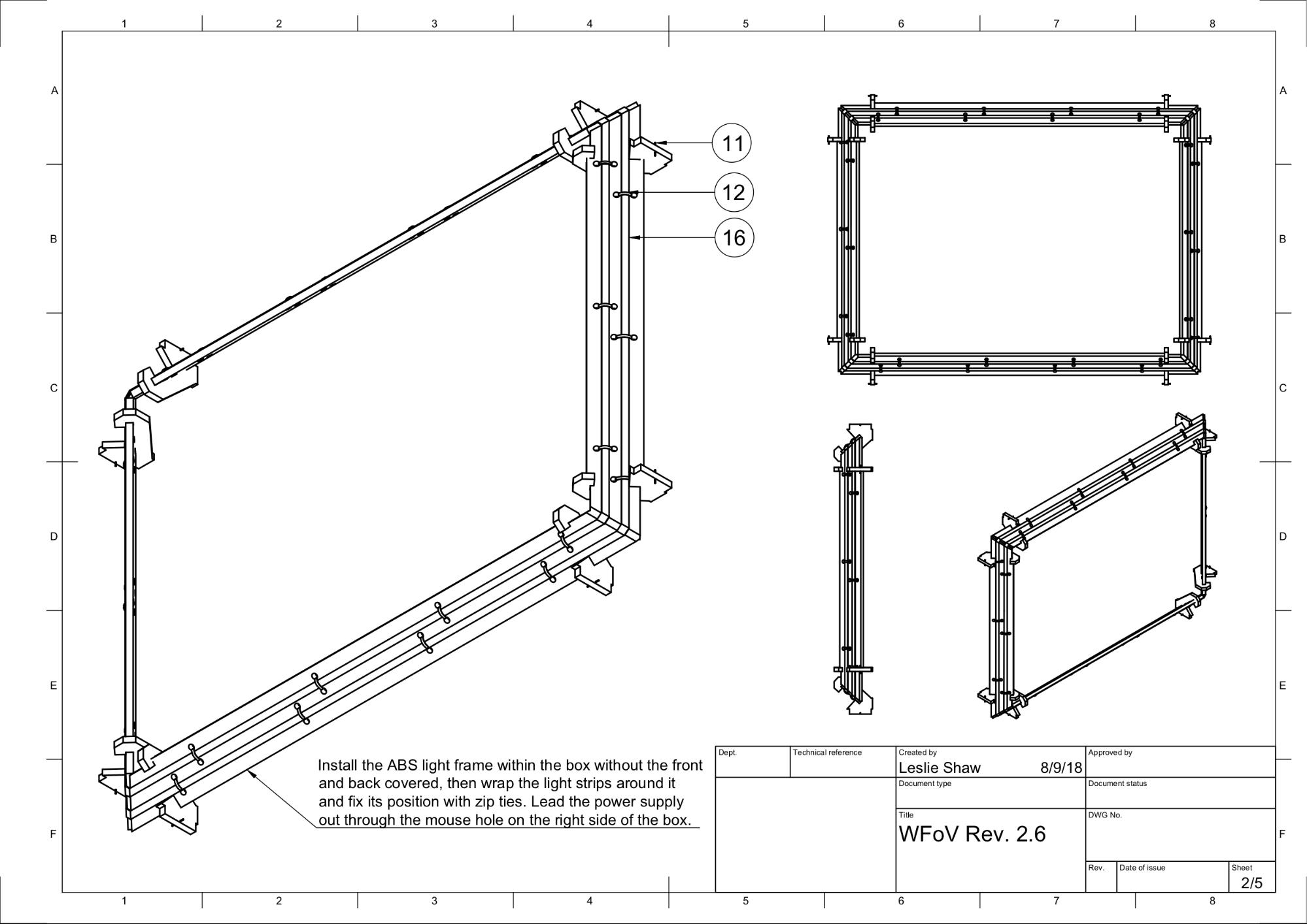 Structure de cadre lumineux avec bandes LED