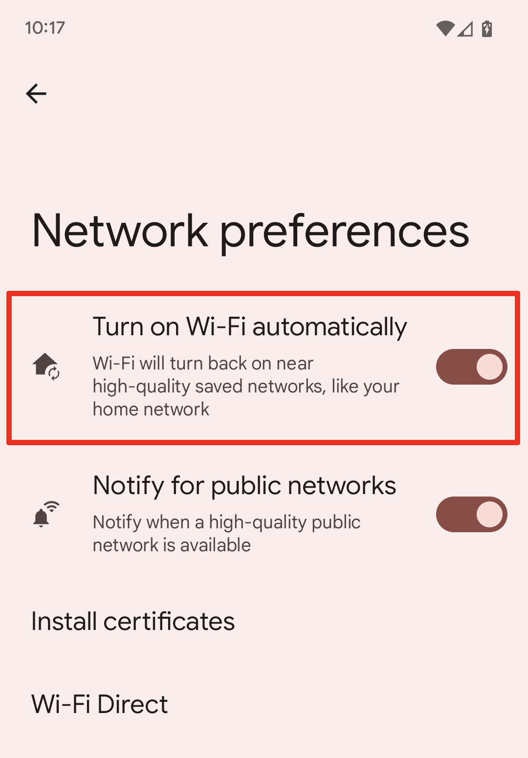 Ativar o recurso de Wi-Fi automático