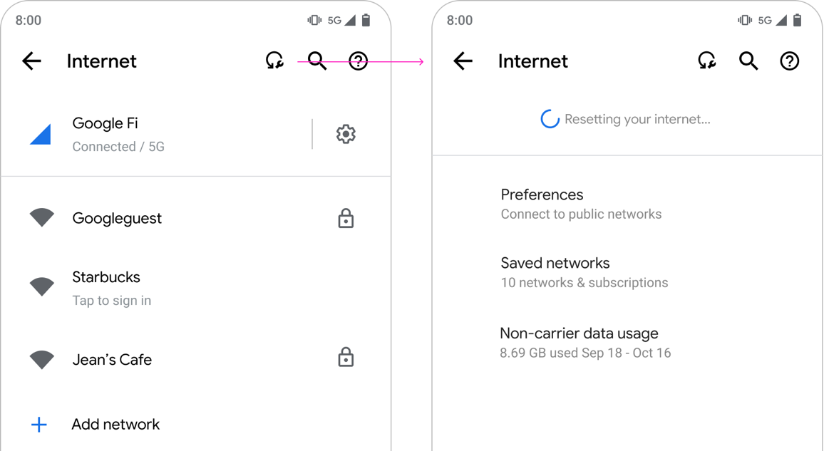 Reset button in Settings to troubleshoot connectivity issues