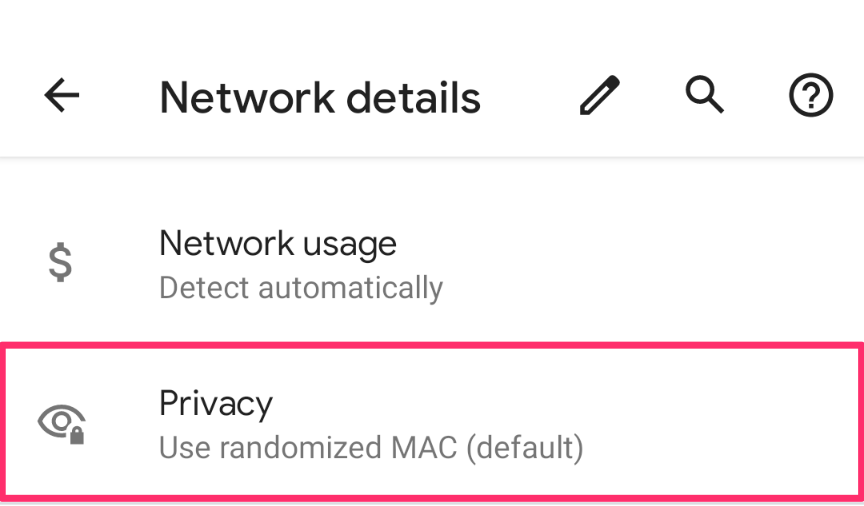 Option für die MAC‑Randomisierung