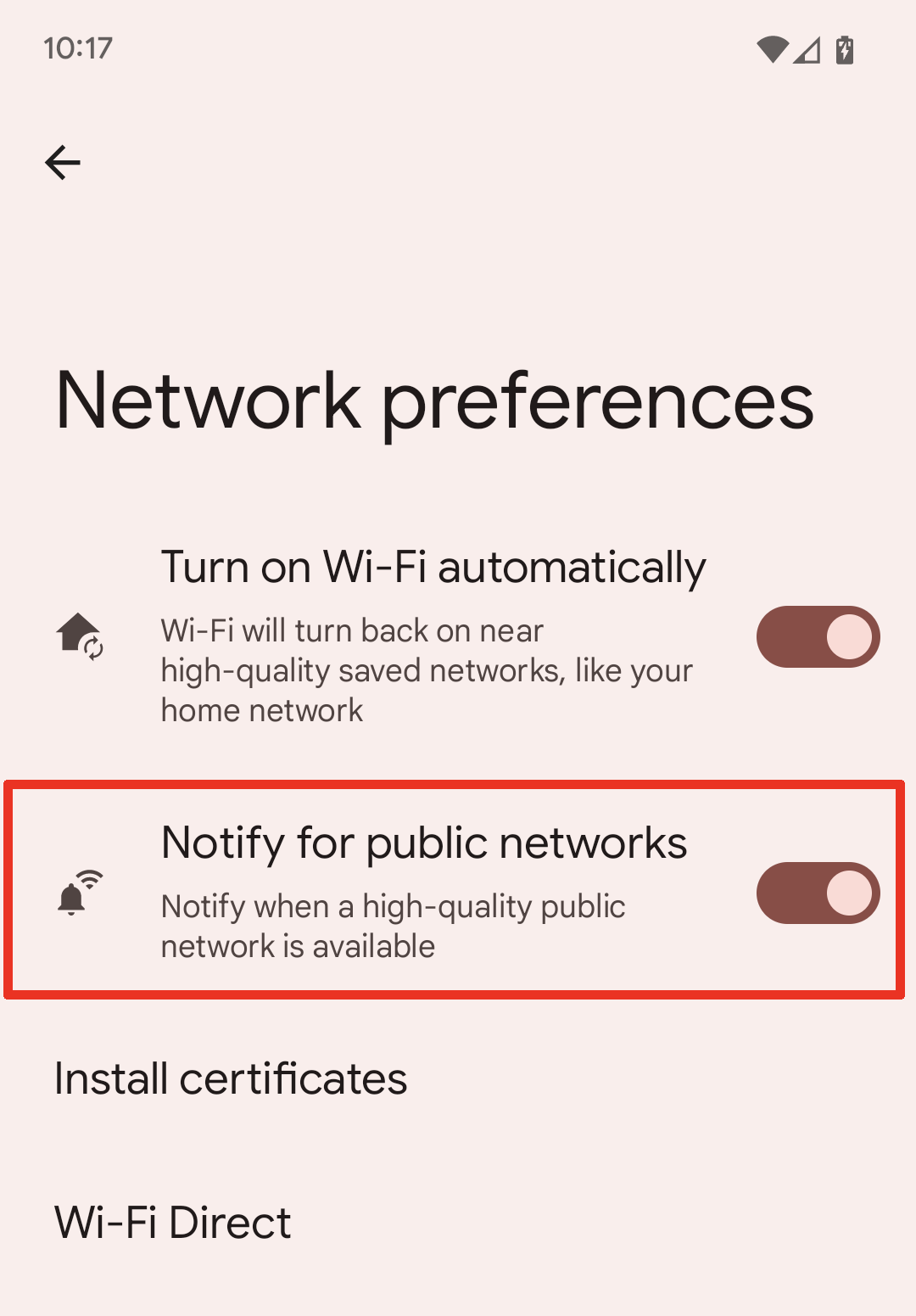 Notify for public networks feature