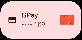 Ejemplo de tarjeta en el panel cuando la app de la billetera tiene una o más tarjetas