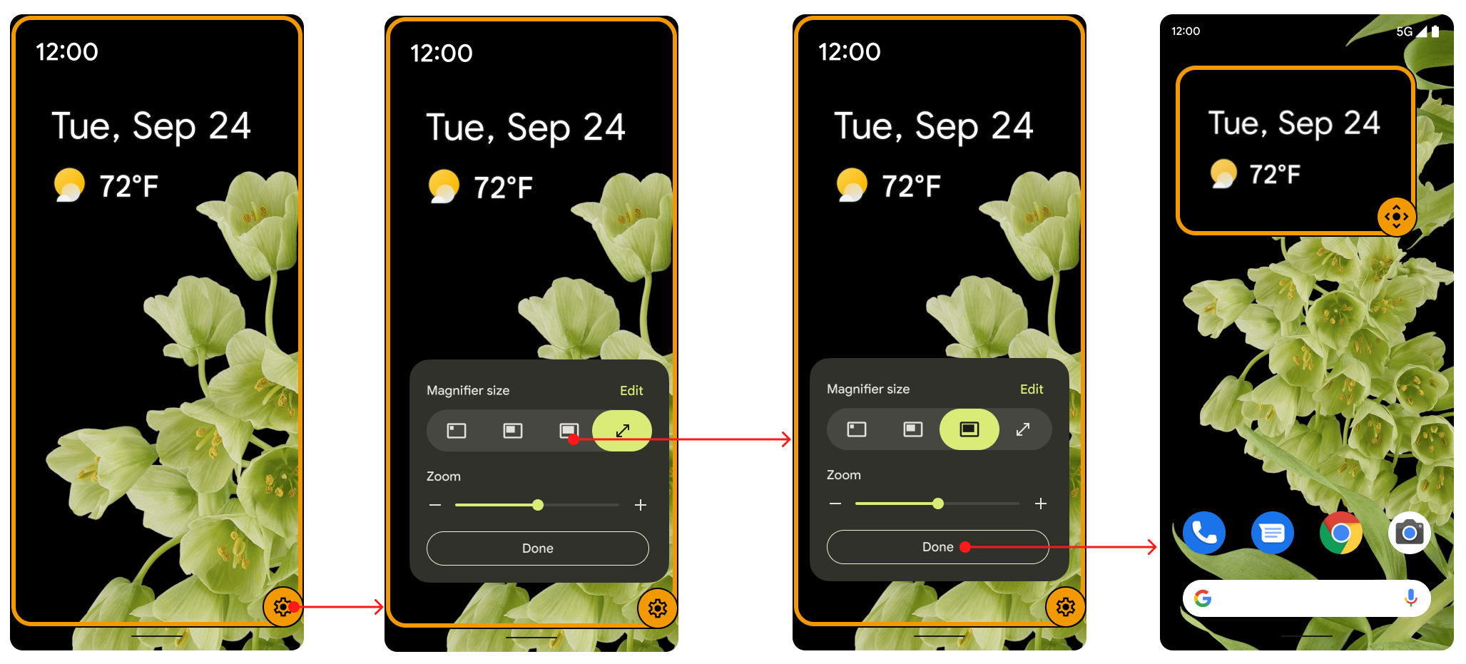 Boutons d'activation pour basculer entre les vues