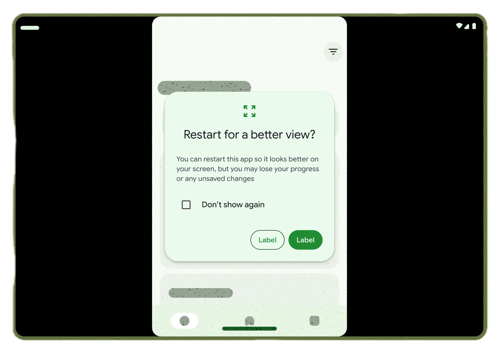 Exemple de boîte de dialogue de redémarrage étendu.
