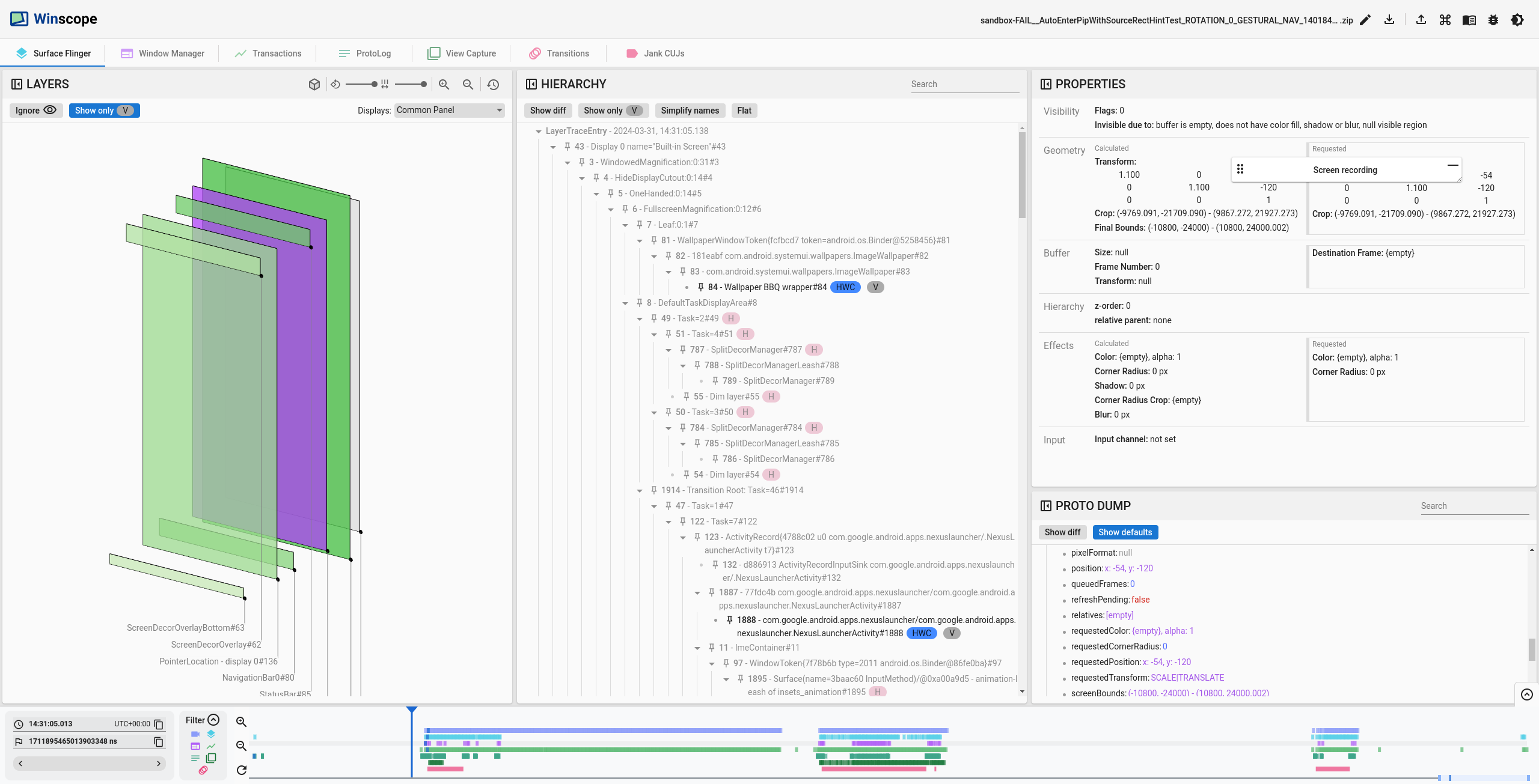 трассировка поверхностного метателя SurfaceFlinger trace analysis
