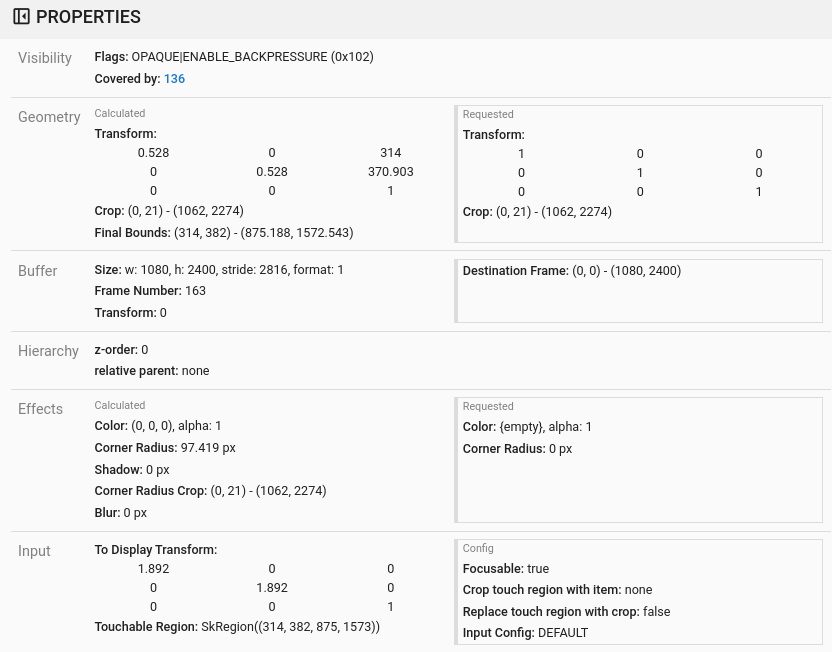 Properti SurfaceFlinger