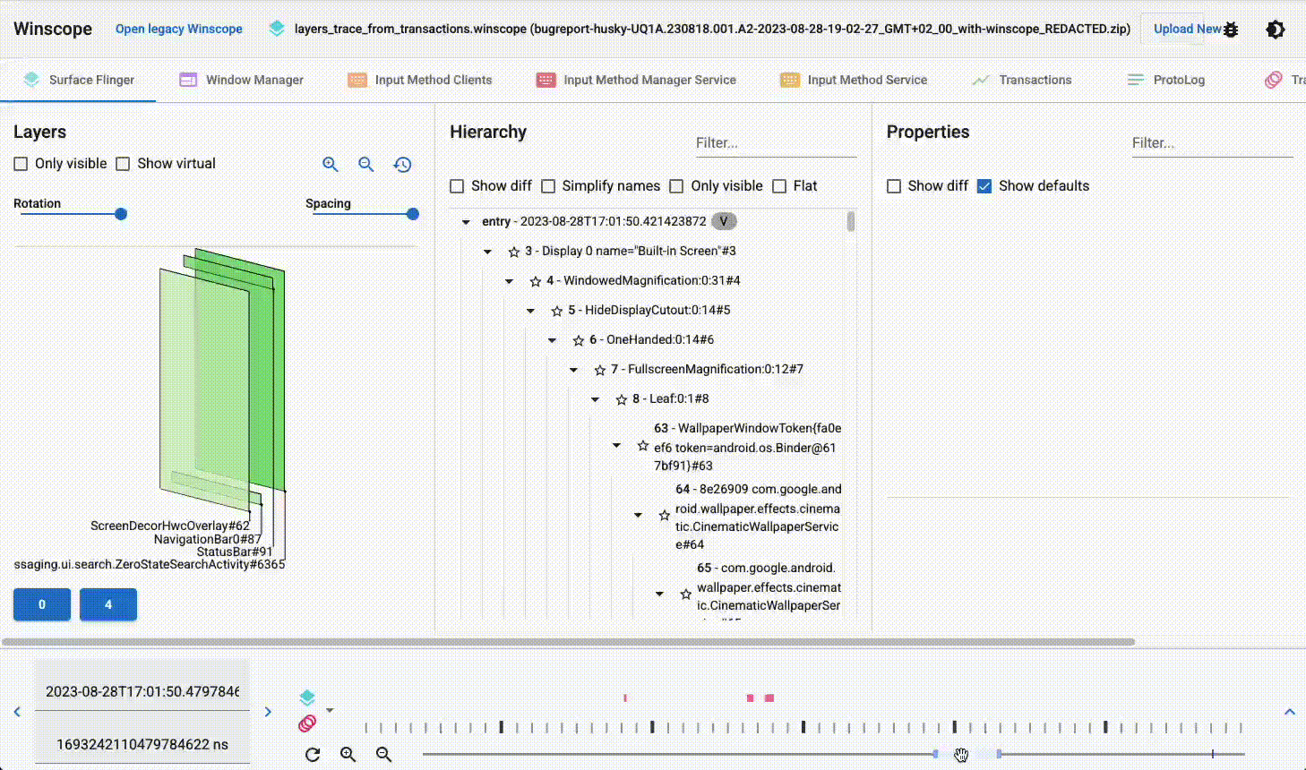 Scroll through timeline