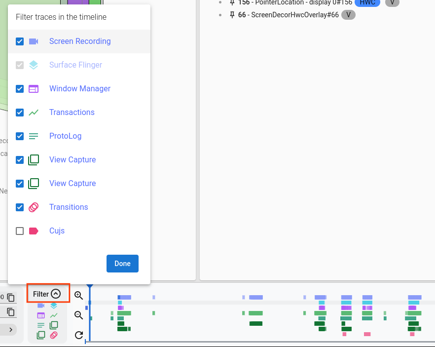 टाइमलाइन फ़िल्टर