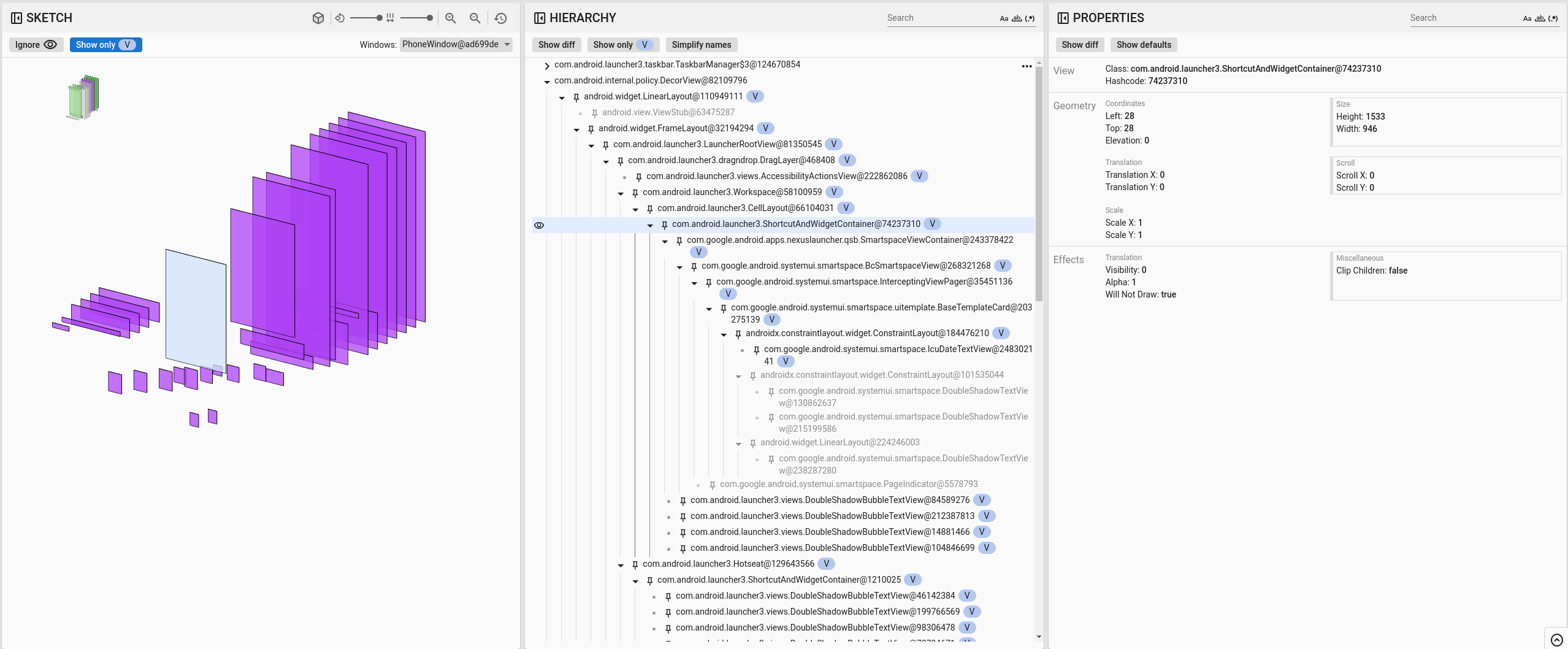 ViewCapture trace analysis