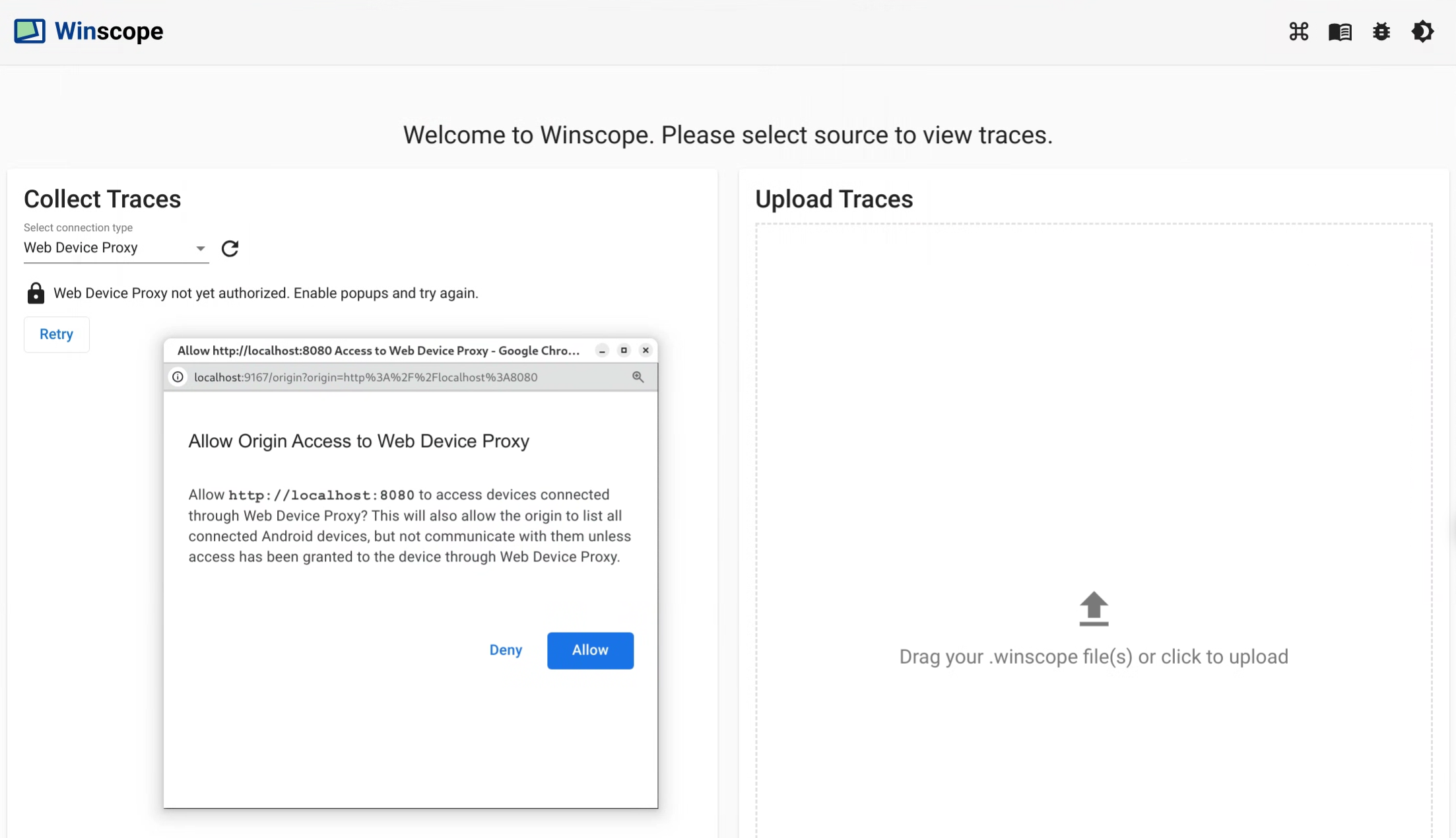 Authorize origin WDP access