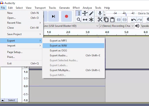 Ekspor dari Audacity