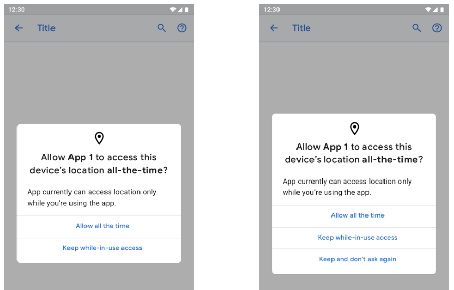 Permissões incrementais