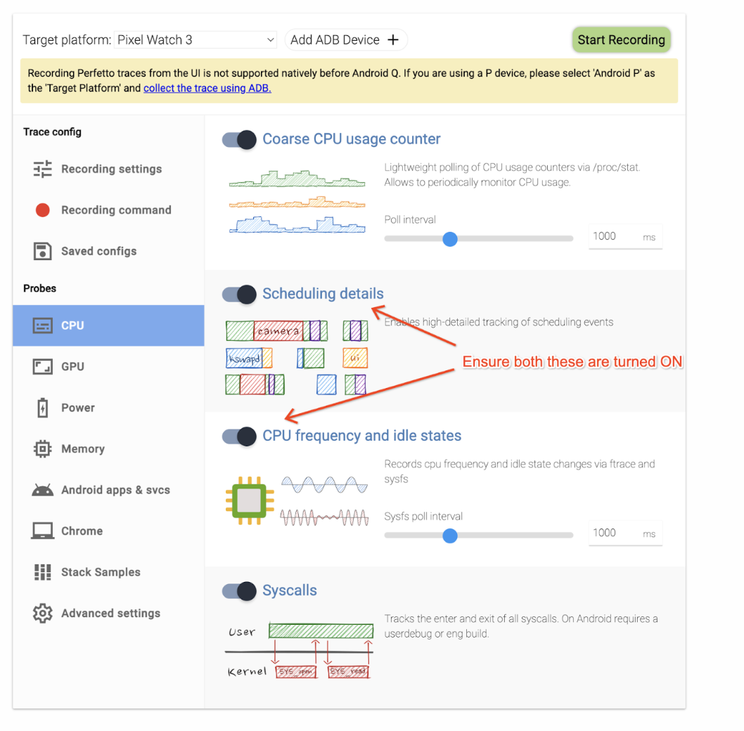 Detalles de programación y alternadores de frecuencia de CPU y estados de inactividad