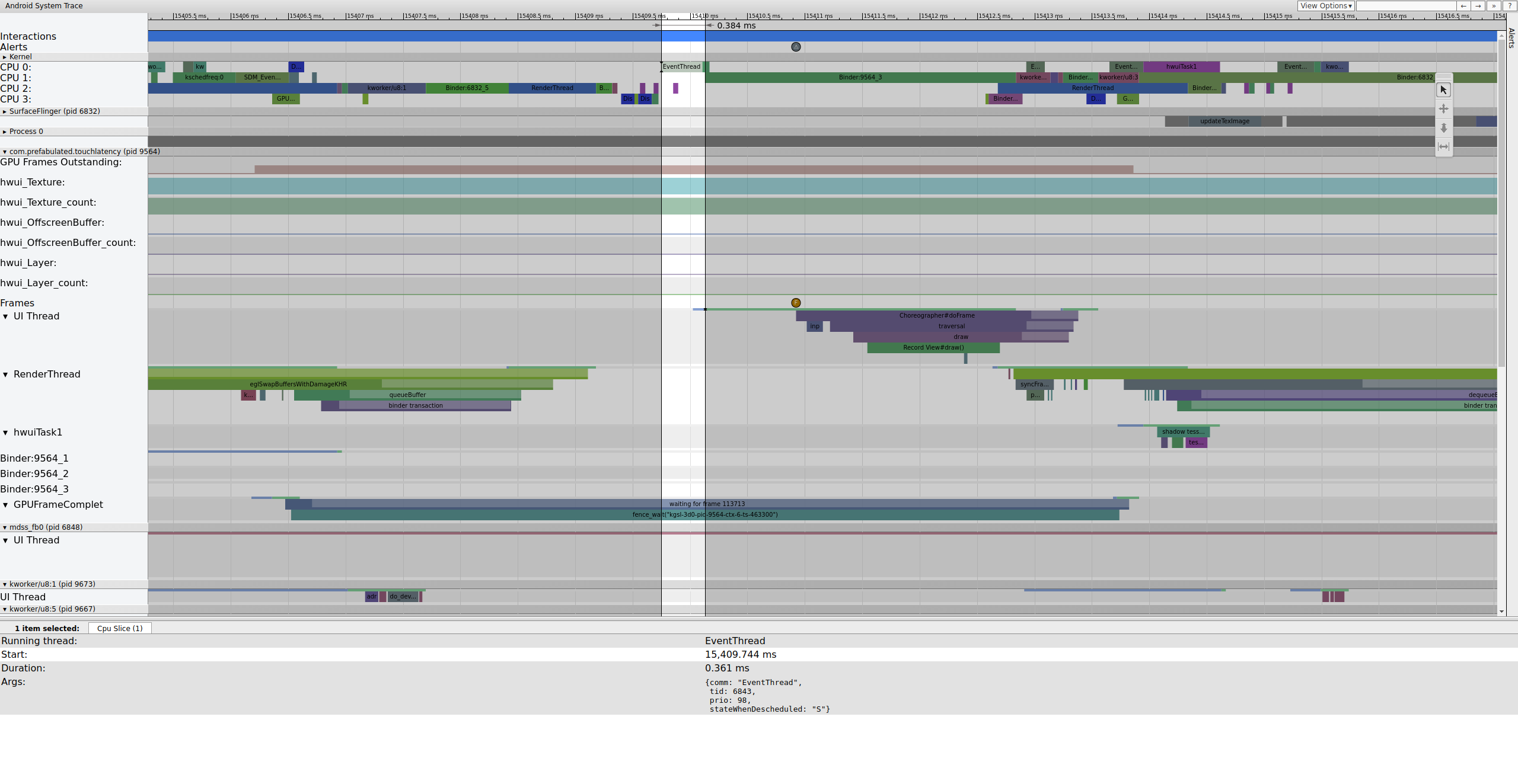 Normal UI pipeline with EventThread running
