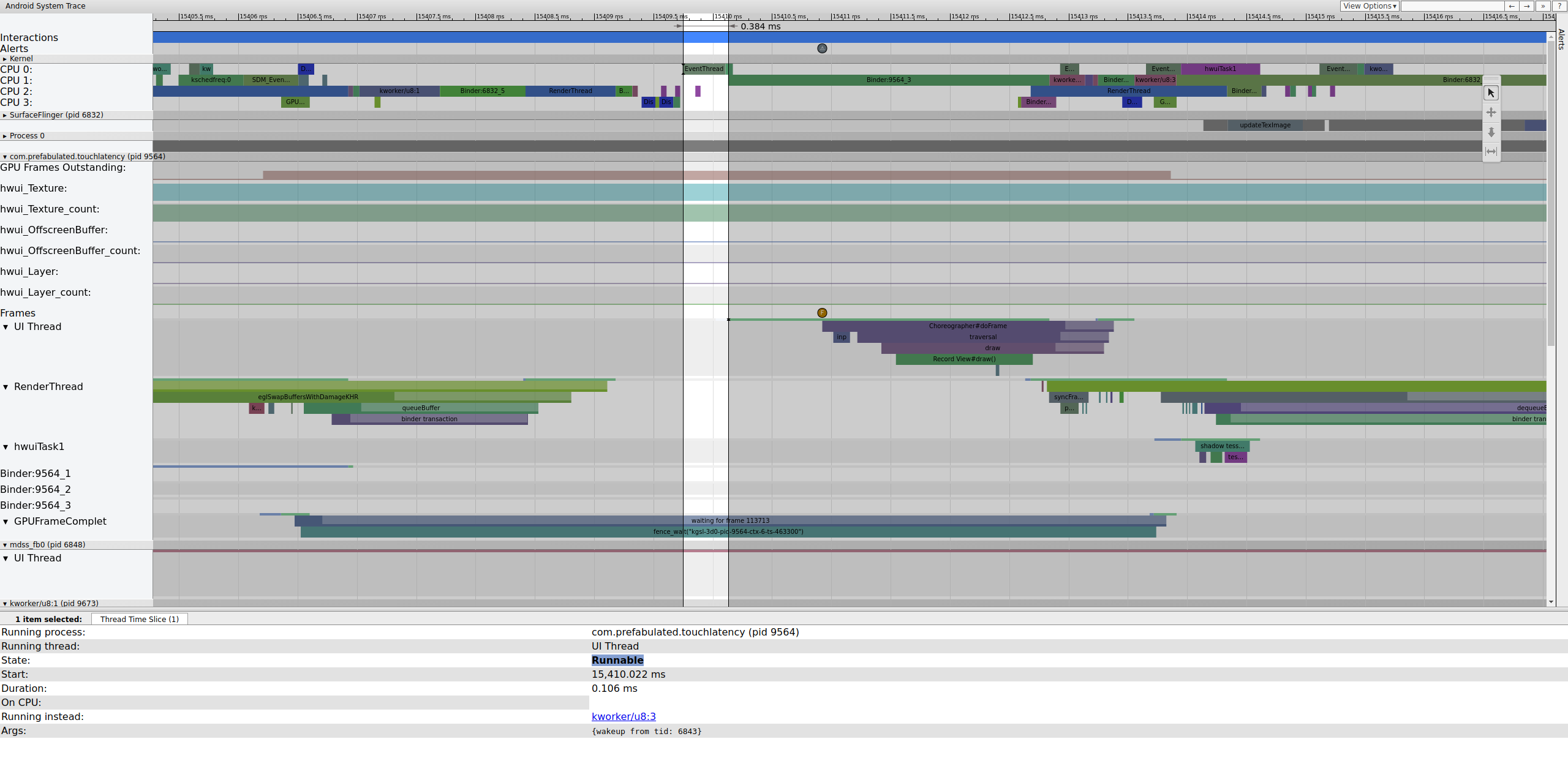 Subproceso de IU para TouchLatency