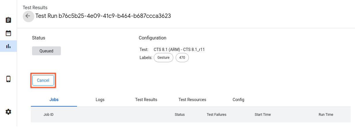 Membatalkan Uji Coba