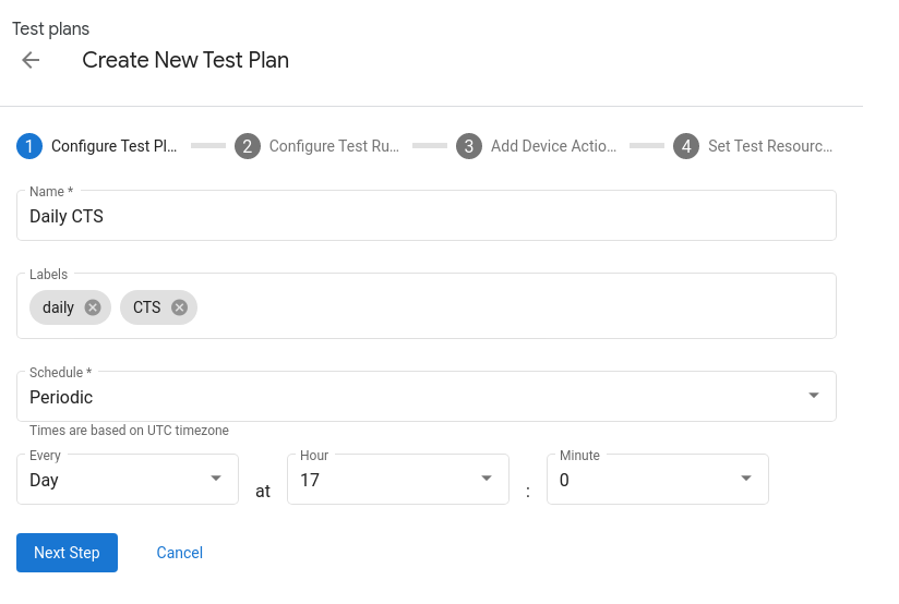 Настройка плана тестирования