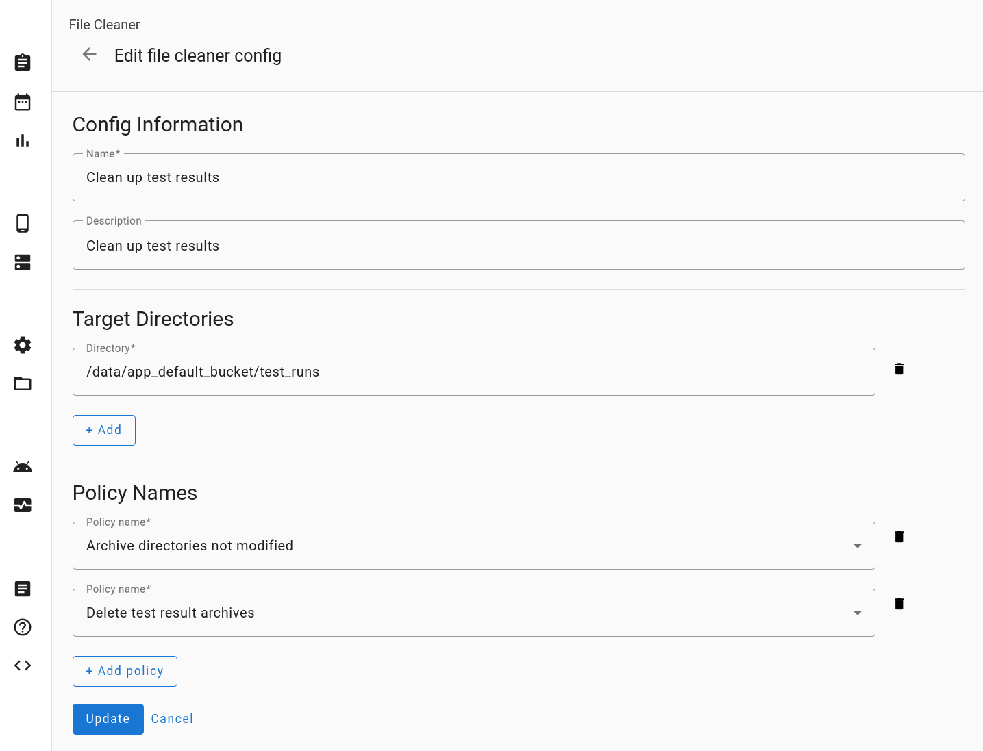 Chỉnh sửa cấu hình trình dọn dẹp tệp
